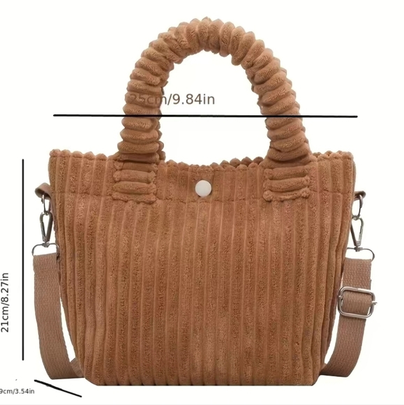 Small corduroy bag brown Color. Preloved. In great condition. - Picture 5 of 8